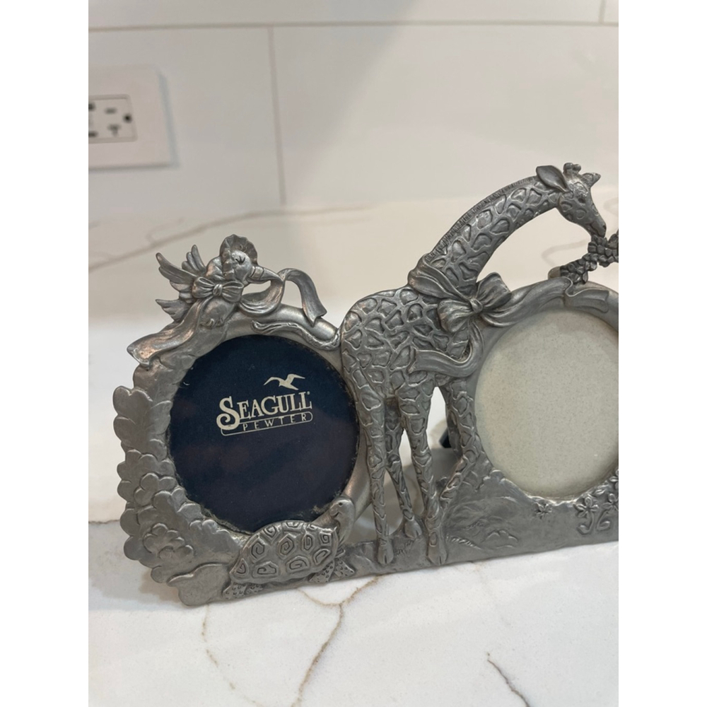 Vintage Seagull Pewter Silver Jungle Animal Multi Picture Frame Baby Room Child - Picture 2 of 11
